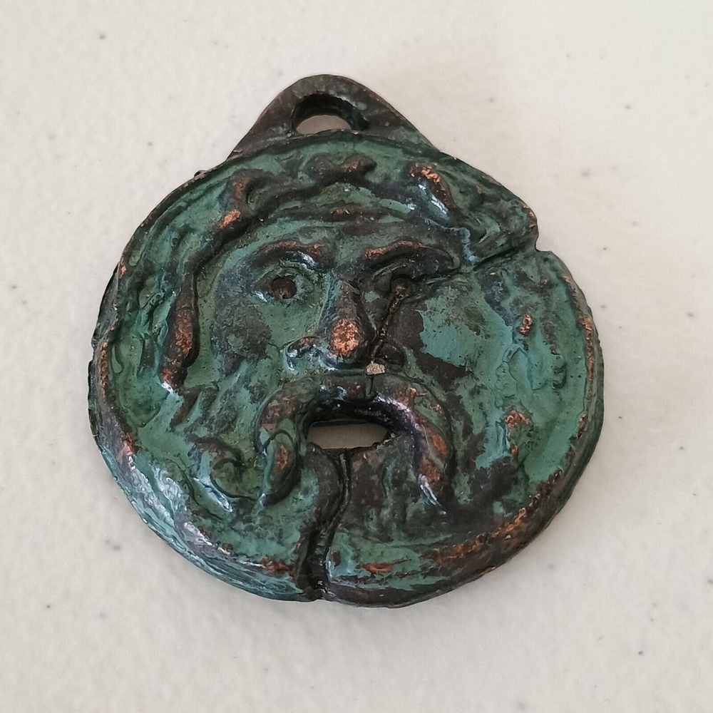 RARE Vintage Bocca Della Verita Bronze? Keychain Charm Pendant Coin 74 Grams - Picture 3 of 9